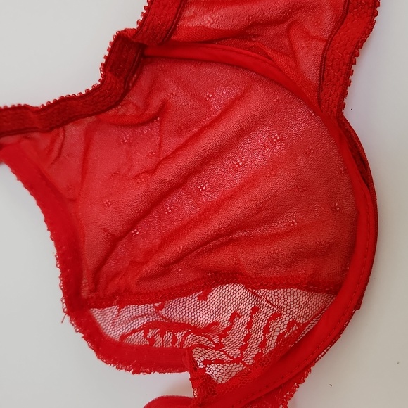 Vintage Warner's Red Lace Sarin Bra Lingerie 34B Pinup - Picture 9 of 10